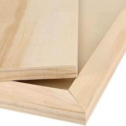 JOIKIT 14 Pack 9 x 12 Inch Wood Canvas Panels, Artist Wooden Canvas Board Unfinished Wood Cradled Painting Panel Boards for Burning, Pouring, String Art, Crafts - size: 9 x 12 inch 14PCS