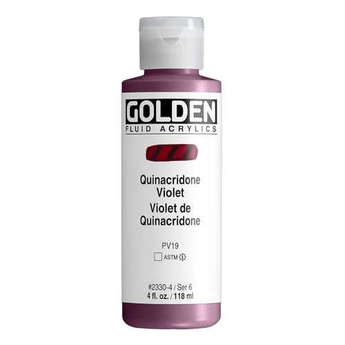 GOLDEN Fluid Acrylics, Quinacridone Violet, 4 fl. oz. Bottle, Professional Acrylic Paint, Transparent