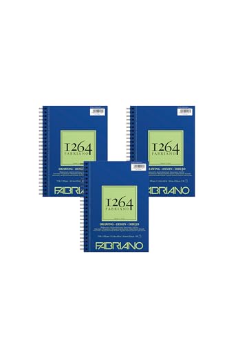 Fabriano 1264 Drawing Pad, 5.5" x 8.5", Spiral Bound, 75 lb., 3-Pack - size: 5.5" x 8.5", 3-Pack