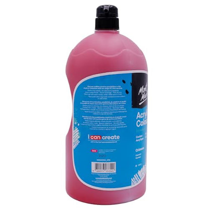 Mont Marte Discovery School Acrylic, Crimson, 1/2 Gallon (2 Liter). Ideal for Students and Artists. Excellent Coverage and Fast Drying. Pump Lid Included. - color: Crimson