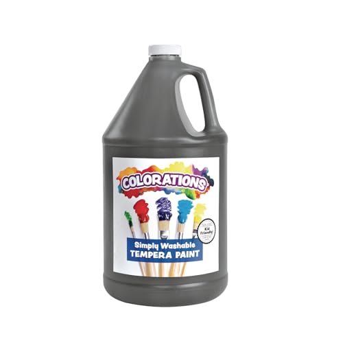 Colorations Paraben-Free Washable Tempera Paint for Kids - 1 Gallon Value Size. Vibrant Black, Non-Toxic and Made in The USA, Classroom Must Haves, Bulk Arts and Crafts Supplies - color: Black