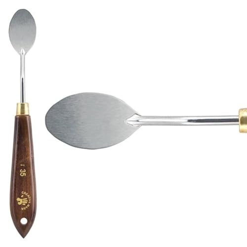 Creative Mark Stainless Steel Palette Knife Painting Tools - Paint Palette with Wooden Handle - Variety of Shapes and Sizes - 35T, 1-1/4 in - color: 35t, size: 1-1/4 in