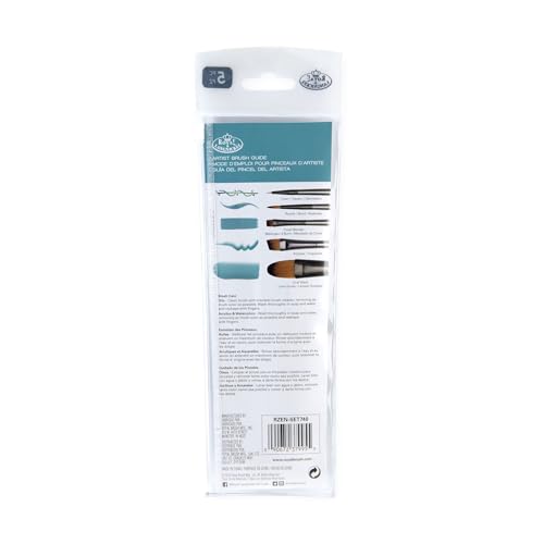 Royal & Langnickel Zen 5pc Standard Handle Brush Set, Includes - Oval Wash, Angular, Round, Chisel & Liner Brushes