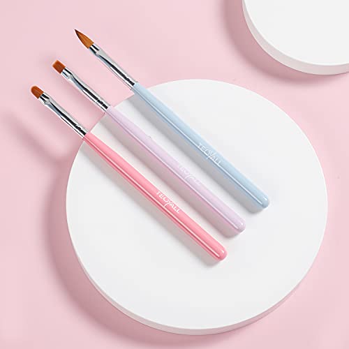 TEOYALL Nail Art Brushes, Nail Design Painting Brushes Builder Gel Brush Nail Dotting Tools Nail Fine Liner Brushes - color: Multicolor