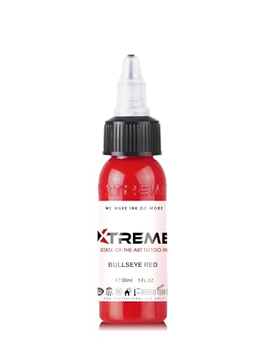 Xtreme Tattoo Ink, Versatile Medium Viscosity for Precision Tattooing, Rich Hue, Quick Healing, Acrylic-Free, Water Based and Premium Quality - Ready-to-Use Tattoo Ink (Bullseye Red, 1 oz) - color: Bullseye Red, size: 1 oz
