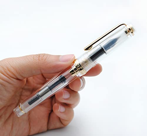 JINHAO 82 Fountain Pen with Gold Clip (F Nib 0.5mm, Transparent) - color: Transparent