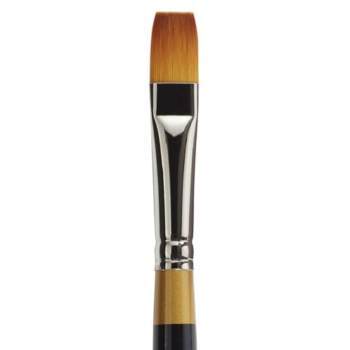 KINGART Premium Original Gold 9300-12 Flat Shader Series Artist Brush, Golden Taklon Synthetic Hair, Short Handle, for Acrylic, Watercolor, Oil and Gouache Painting, Size 12 - size: 12
