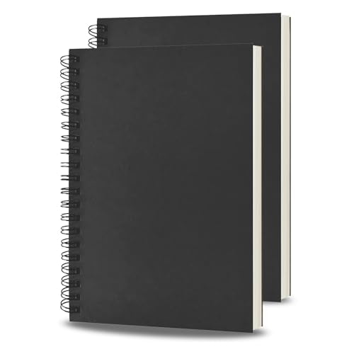 BoAn Spiral Notebook 2 Pcs 8.3 Inch x 11.2 Inch A4 Notebook 76 Pages/ 38 Sheets Soft Cover Spiral Notebook Journal Sketchbook Soft Kraft Cover Sheets for Students Office Business - size: 8.3" x 11.2"