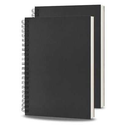 BoAn Spiral Notebook 2 Pcs 8.3 Inch x 11.2 Inch A4 Notebook 76 Pages/ 38 Sheets Soft Cover Spiral Notebook Journal Sketchbook Soft Kraft Cover Sheets for Students Office Business - size: 8.3" x 11.2"