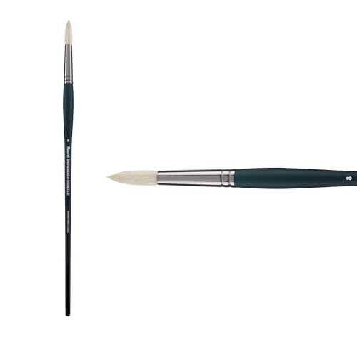 Creative Mark Imperial Professional Chungking Hog Bristle Brush - Round # 8, Handmade Long Handle Oil Paint Brushes for Artists, Nickel-Plated Brass Ferrules, Stiff Yet Soft Natural Bristles - size: #8
