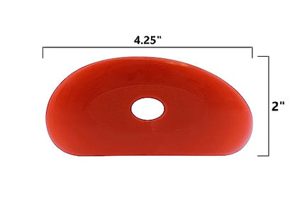 Creative Hobbies Pack of 6 Red Soft Silicone Pottery Ribs (Shapes 0-5) | Ultimate Ceramic Sculpting Tools Set for Smooth Finishing and Removing Finger Marks - color: All 6