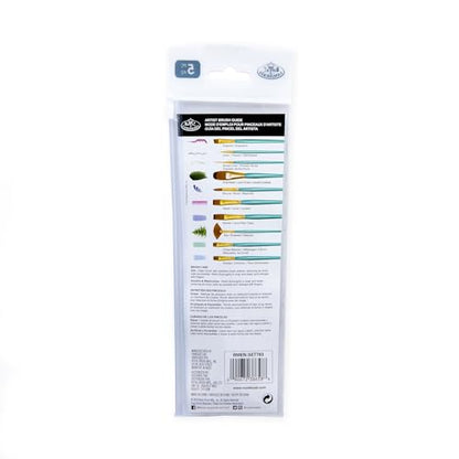 Royal & Langnickel Menta, 5pc Variety Brush Set, Includes - Stroke, Angular, Fan & Shader Brushes Teal - style: VARIETY