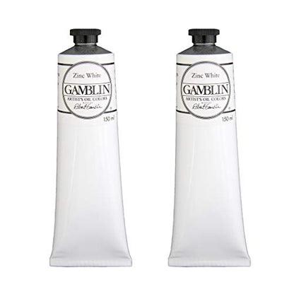 Gamblin Artist Oil Paint Set For Professionals - Zinc White - 150ml Tube - 2 Pack - color: Zinc White, size: 5.05 Fl Oz (Pack of 2)