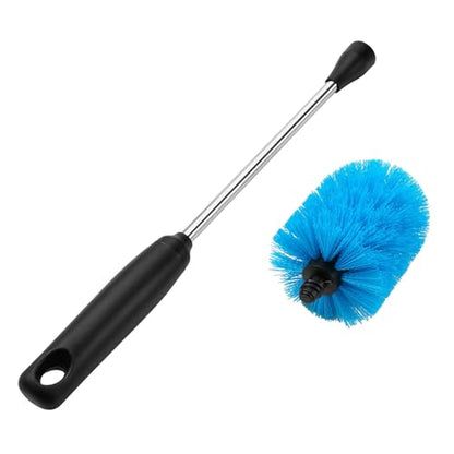 MOSOLAN Stainless Steel Bottle Brush with Replaceable Head, 2 Pack Long Handle Scrubbing Brush for Water Bottles, Glasswares, Mugs, Flasks, Tumblers, Vases, and Kitchen Sink, Blue, 13 in - 15 in - color: Blue, size: 13-15 Inch (Pack of 2)