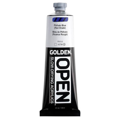 GOLDEN OPEN Slow-Drying Acrylics, Phthalo Blue/R.S., 5 fl oz. tube, Professional Acrylic Paint, Transparent - color: Phthalo Blue /R.S., size: 5 Fl Oz (Pack of 1)