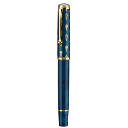 Hongdian N8S Blue Peacock Fountain Pen, Iridium Medium Nib with Converter and Metal Pen Case Set - color: Blue Peacock, style: Medium Point