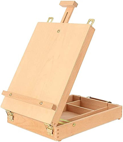 Wooden Table Box Easel and Portable Wooden Artist Easels Storage Case for Drawing Sketching Student Adults Kids Pain