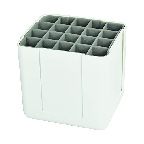 Deflecto Interlocking Marker Organizer, Desk and Craft Organizer, Stores up to 20 Markers, White, 4 1/4"W x 4"H x 4 3/8"D (29123CR)