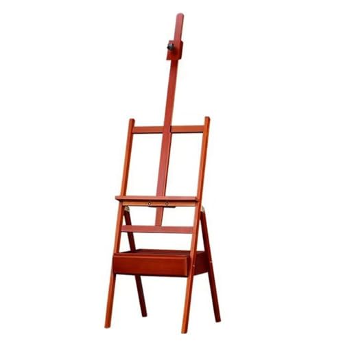 Large Wooden H-Frame Easel with Storage Drawer, Height Adjustable Art Easel Stand for Artists, Students, Studio, Painting and Display(Red) - color: Red
