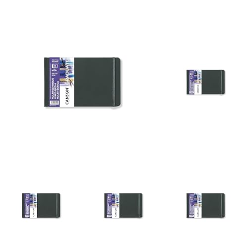 Canson Graduate Mixed Media Paper, Hard Cover Art Journal, 8.5x5.5 inches, 36 Sheets — Artist Paper for Collage, Watercolor, Ink, Pencil, Marker (Pack of 5) - color: White Paper, size: 8.5x5.5 (Pack of 5)
