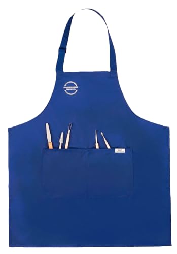 Premium Water-Resistant Navy Artist Apron – Adjustable Comfort Bib Apron for Painting, Clay Work, Crafting, Cooking & Workshops