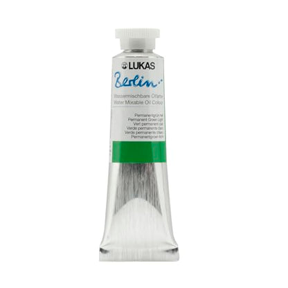 Lukas Berlin Pro Artists Water Mixable Oil Paint 37 ml Tube Permanent Green Light, Water Soluble, Lightfast Pigments, Quick Drying, Easy Clean-Up, Eco-Friendly, Professional Quality, 40 Color Range - color: Permanent Green Light, size: 1.25 Fl Oz (Pack of
