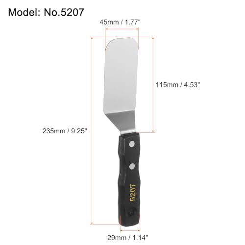HARFINGTON No.5207 Painting Palette Knife Stainless Steel Flat Large Spatula Pallet Knife Metal Scraper with Wood Handle for Oil Acrylic Paint Canvas Color Mixing Spreading