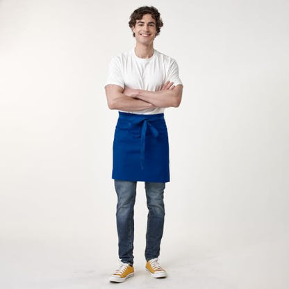 Unisex Waist Apron with Pockets Waiter Bar Half Bistro Apron 4251BY - color: Royal, size: 1 Pack