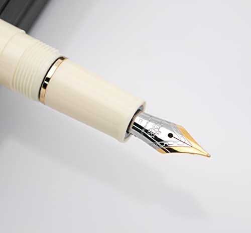 JINHAO 82 Fountain Pen with Gold Clip (F Nib 0.5mm, Ivory White) - color: Ivory White