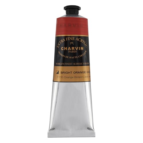 Charvin Extra Fine Professional Acrylic Paint - Bright Orange Gold, 150ml Tube, Triple-Milled, Lightfast Pigments, Open Stock Artist Acrylic Paints in Nature-Inspired Hues - color: Bright Orange Gold, size: 5.07 Fl Oz (Pack of 1)