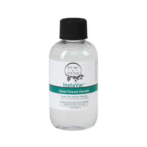 Tusc & Pine InstaVar™ Gloss Picture Varnish - Archival Quality Varnish for Oil, Alkyd, and Acrylic Artists - 3.4oz Bottle - size: 3.4oz