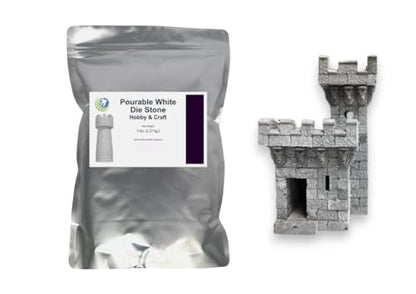 Casting Stone Powder - White Pourable Stone - Ideal for Molding, Sculpting, Pottery, Magnets, Fine Art, and Crafts - 5 lbs - Includes Scoop - No Vibration Needed - Bubble Free - Mix & Pour - Plaster