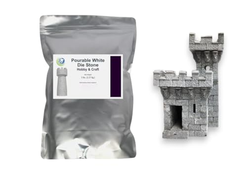 Casting Stone Powder - White Pourable Stone - Ideal for Molding, Sculpting, Pottery, Magnets, Fine Art, and Crafts - 5 lbs - Includes Scoop - No Vibration Needed - Bubble Free - Mix & Pour - Plaster