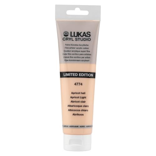 Lukas CRYL Studio Artist Acrylic Paint, Apricot Light, 125 ml Tube - High Pigment Acrylic Paints for Canvas Painting, Large Scale Works - Medium-Viscosity, Water-Mixable, Fast Drying - color: Apricot Light, size: 4.23 Fl Oz (Pack of 1)