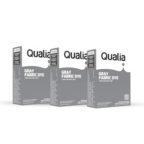 Qualia All Purpose Powder Fabric Dye, Easy to Use Dye for Natural Fabrics: Cotton, Wool, Silk, Wood, & Linen, Ultra Concentrated Colors, Gray, 3 Pack - color: Gray, size: 3