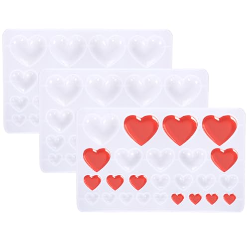 HOVEOX 3 Pieces Heart Shape Resin Molds Resin Heart Molds Heart Shape Resin Molds Silicone for Heart Resin Molds Craft (3)