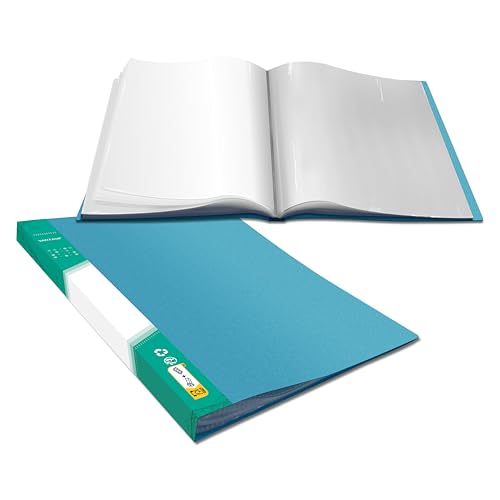 Art Portfolio Folder, 40 Clear Pockets Acqua Paper Protectors Display 80 Pages Clear Presentation Book for Artworks, Letters, Report Sheets, Documents (Can Accommodate 8.5” x11 11/16”) - size: 8.5x11.5inch (Green)