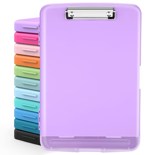 Sooez Clipboards with Storage, High Capacity Clip Boards 8.5x11 with Storage, Heavy Duty Nursing Clipboard Folder, Plastic Clipboard with Pen Holder for Women Teachers Work, School & Office Supplies - color: Light Purple
