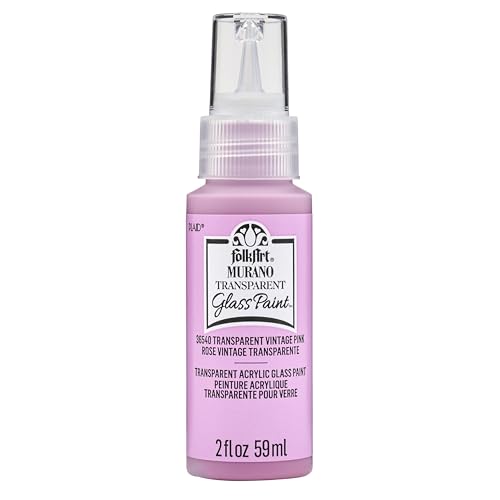 FolkArt Murano Transparent Acrylic Glass Paint, Vintage Pink, Perfect for Indoor and Outdoor Arts and Crafts Projects, 2 fl oz, 36540 - color: Transparent Vintage Pink, style: Transparent