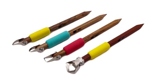 The Original DiamondCore Tools: 4-Pack Pottery Carving Tool Set ‚ P1, P2, P5, X1, Clay Carving, Ceramic Sculpting, Sgraffito, Relief Fluting (Set 1) - color: Set 1