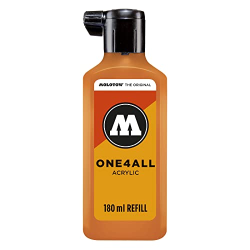 Molotow ONE4ALL Acrylic Paint Refill, For Molotow ONE4ALL Paint Marker, Neon Orange Fluorescent, 180ml Bottle, 1 Each (692.218) - color: Neon Orange Fluorescent