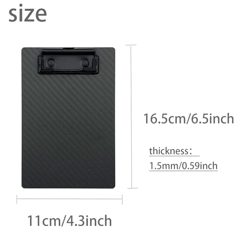 4.3 * 6.5 * 0.06inch Super Hard&Portable Mini Carbon Fiber Clipboard with Hook&Pen Holder,Strong Black Low Profile Clip,Dry Carbon Clip Board,Writing Board A7 Small Note Board - color: Black Clip, size: 4.3*6.5*0.06inch+1Clip