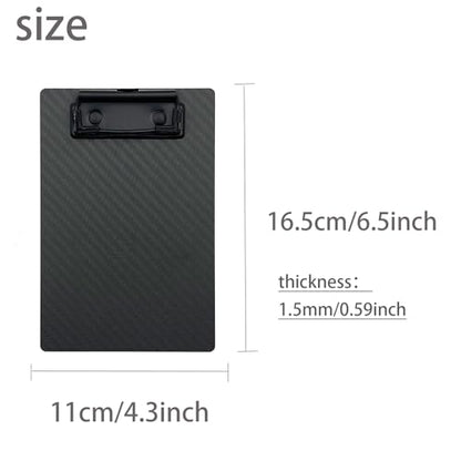 4.3 * 6.5 * 0.06inch Super Hard&Portable Mini Carbon Fiber Clipboard with Hook&Pen Holder,Strong Black Low Profile Clip,Dry Carbon Clip Board,Writing Board A7 Small Note Board - color: Black Clip, size: 4.3*6.5*0.06inch+1Clip