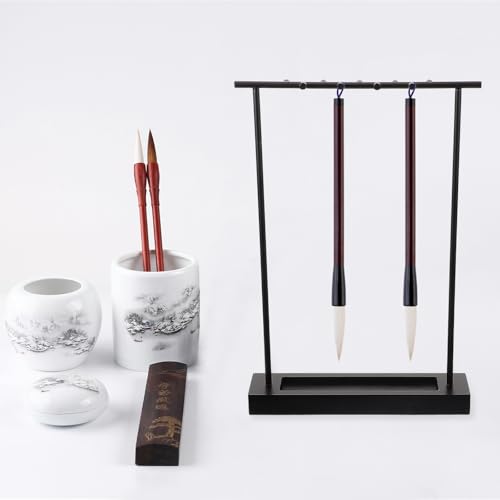 COHEALI Chinese Calligraphy Brush Holder Stand Iron Ink Brush Rack Storage Rack for Calligraphy Artists and Students