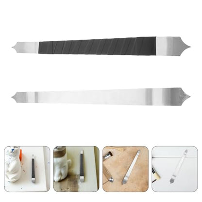 BESTYASH 2pcs Stainless Metal Clay Carving Tools with Scale Texture for Clay Sculpting and Ceramic Modeling, Clay Blade Set for Handmade Crafting