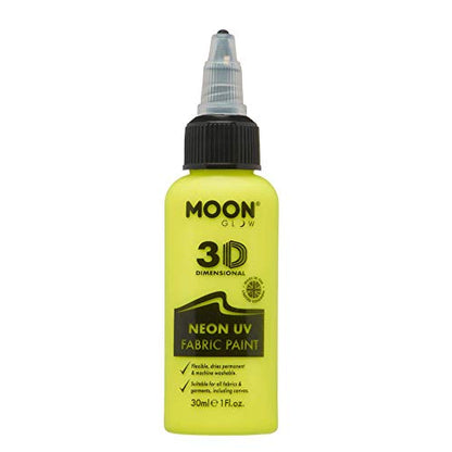 Moon Glow - Neon UV 3D Fabric Paint - 1.01fl oz - Intense Yellow - Textile paint for clothes, t-shirts, bags, shoes & canvas - color: Intense Yellow