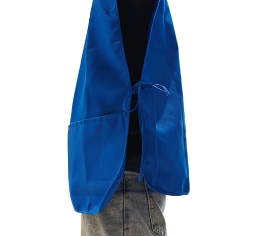 Large Smock Cobbler Apron for Men & Women, Adjustable Side Ties & 2 Pockets - color: Blue