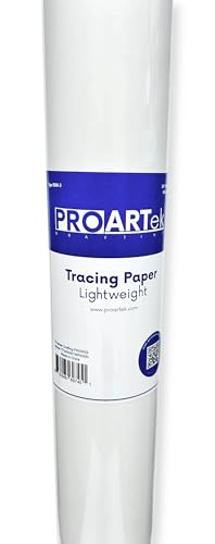 Proartek PK00052 Model TP2450W1WP030N Type 55W-J White Tracing Paper Roll; 24 Inches x 50 Yards; 1-Inch Core; Transparent Surface; Accepts Pencil, Ink, and Marker; 8 lb Basis Weight