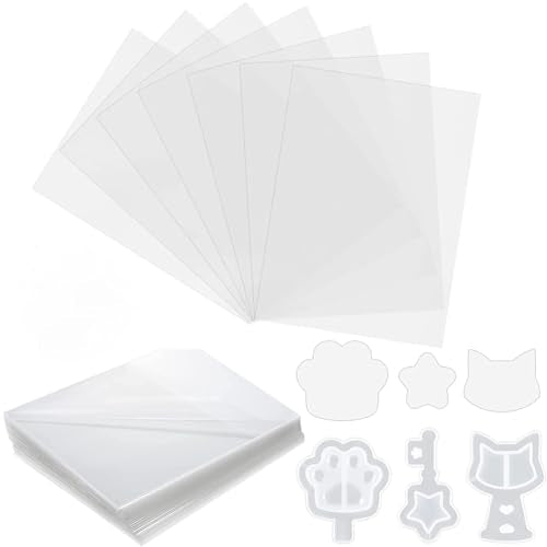 iSuperb 50 Sheets Thin Plastic Stickers Rectangular Sealing Protective Film PET Transparent Free Cutting for Silicone Resin Shaker Molds Quicksand DIY Pendant Jewelry Crafts - color: 50pcs
