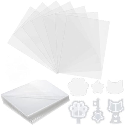 iSuperb 50 Sheets Thin Plastic Stickers Rectangular Sealing Protective Film PET Transparent Free Cutting for Silicone Resin Shaker Molds Quicksand DIY Pendant Jewelry Crafts - color: 50pcs
